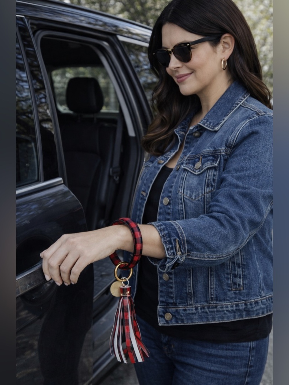🔥 2 for $15 DEAL – READ FIRST🔥Plaid Red and Black Keychain with Tassel